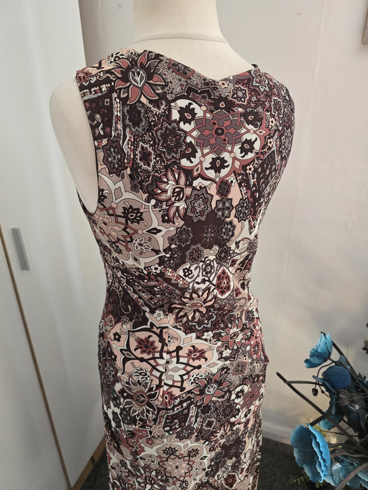 Etam Y2K Ladies Brown & Burgundy Patterned Midi Dress
