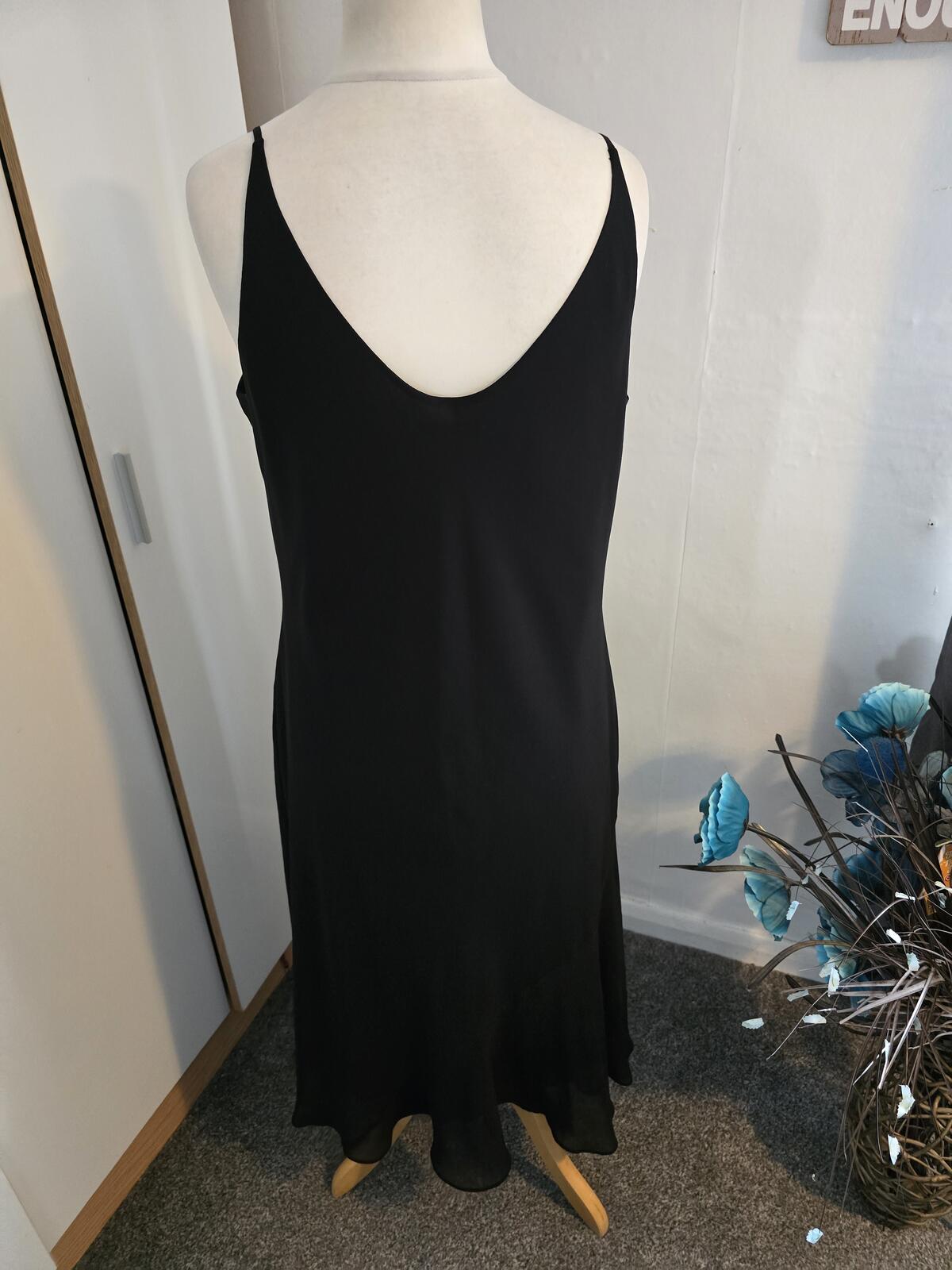 Marks & Spencer Vintage Black Lined Midi Slip Dress with Gem Detail Size 18