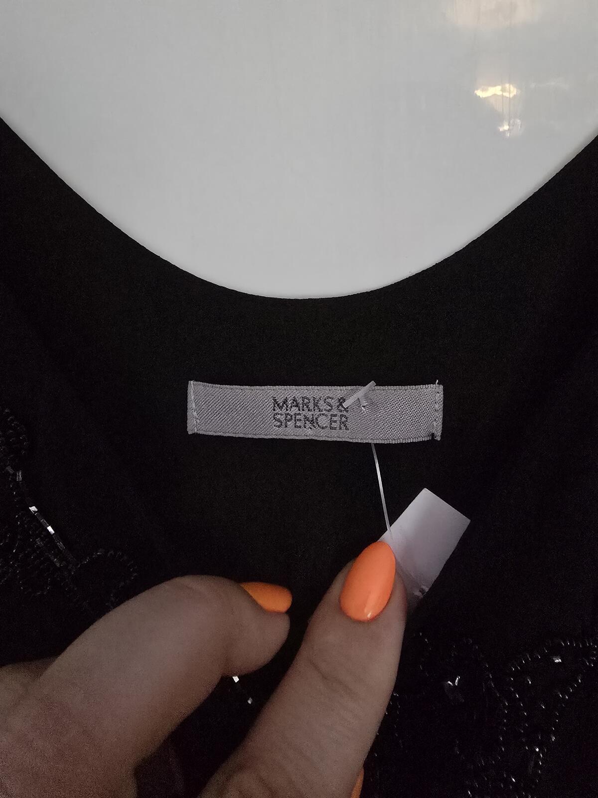 Marks & Spencer Vintage Black Lined Midi Slip Dress with Gem Detail Size 18