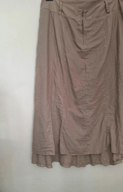 Steilmann Women's Beige Cotton Flared Layered Midi Skirt Approx Size 14-16
