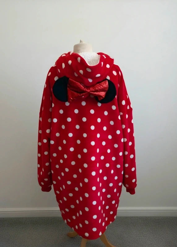 Primark Disney Minnie Mouse Red Polka Dot Fleece Hooded Lounge Jumper – M/L