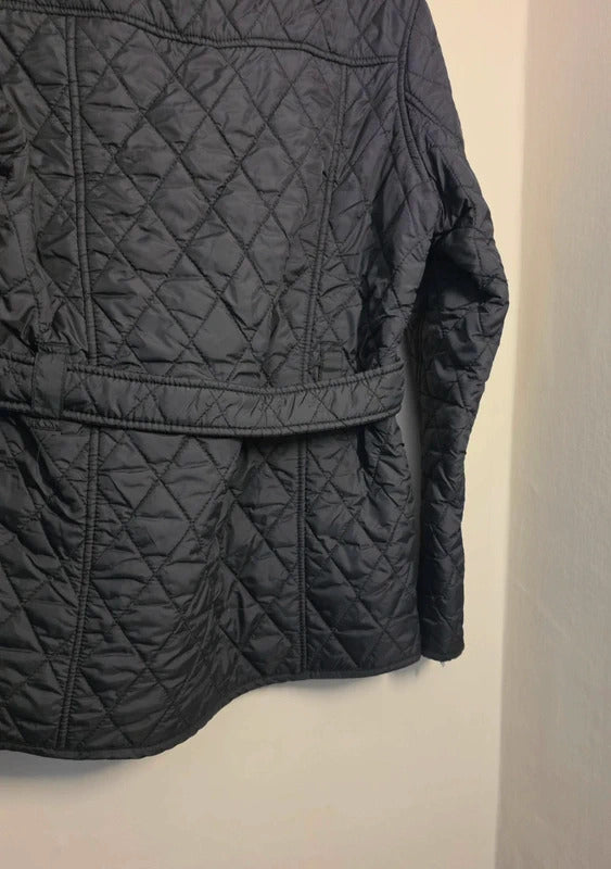 FieldFox Black Quilted Belted Country Jacket with Fleece Lining – Size Medium