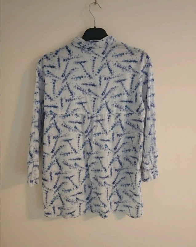 Gerry Weber Casual Blue White & Purple Patterned Cotton Shirt Size 10