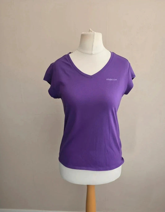 LA Gear Purple V-Neck Short Sleeve Casual T-Shirt Size 12