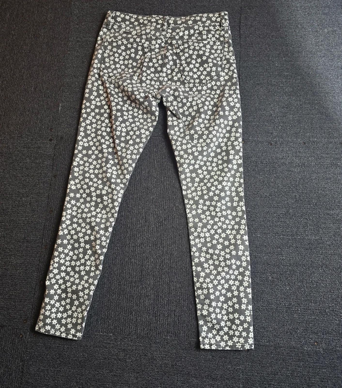 Topshop MOTO Leigh Floral Jeans Black White Skinny High Waist W28 L30 Size 10