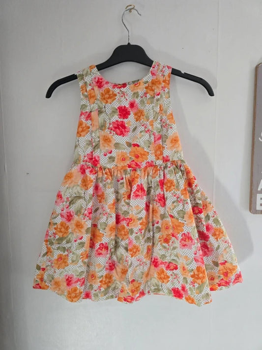 Maggie & Zoe Girls Orange Floral & Polka Dot Dress 5-6 Years