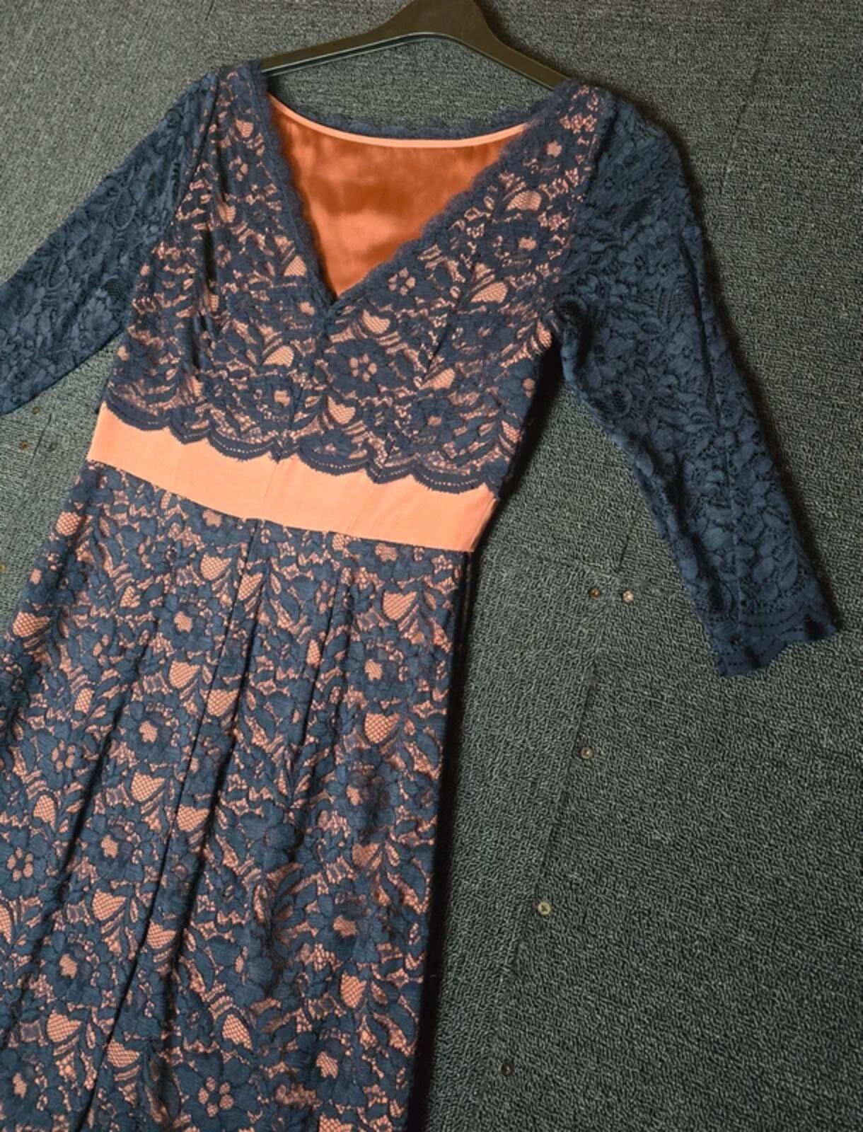Boden navy & beige lace dress NWT size 10 Sheer
