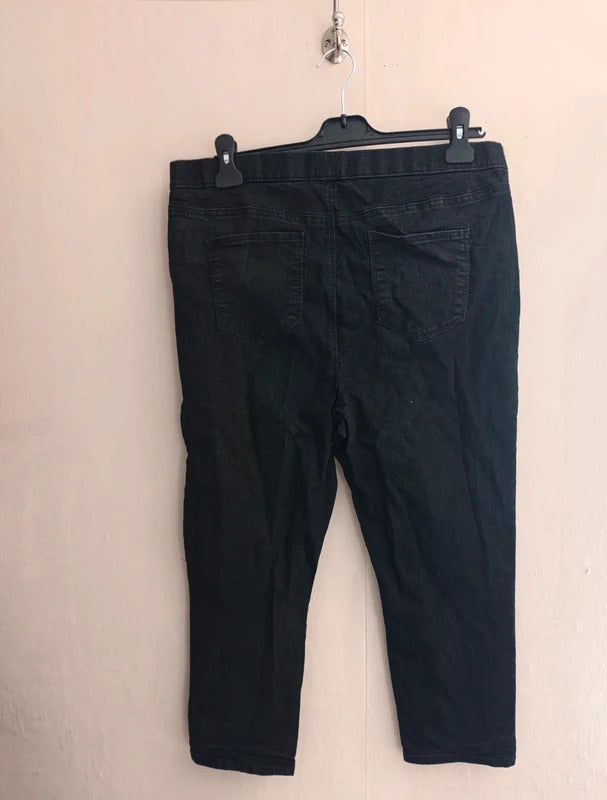 Matalan Black Cropped Elasticated Waist Slim Leg Jeggings Size 16