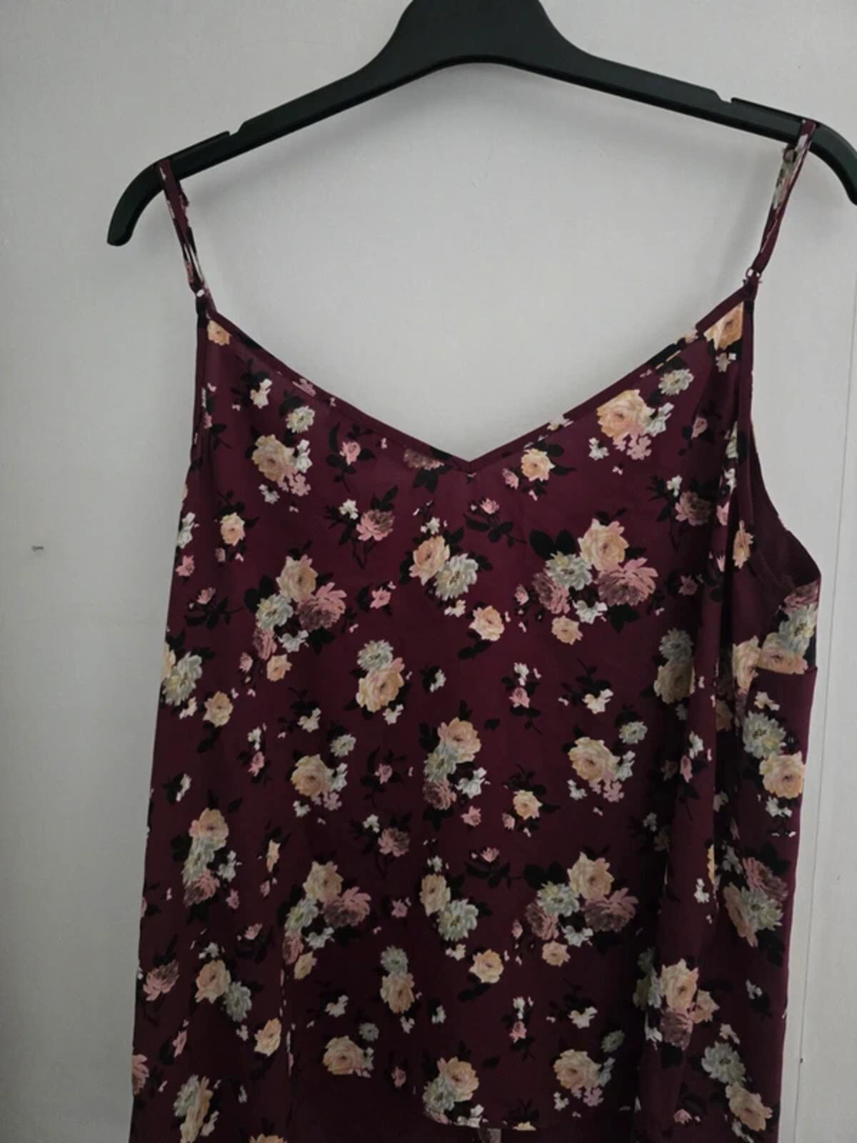 Oasis Purple Floral Button-Front Layered Cami Top Size 18