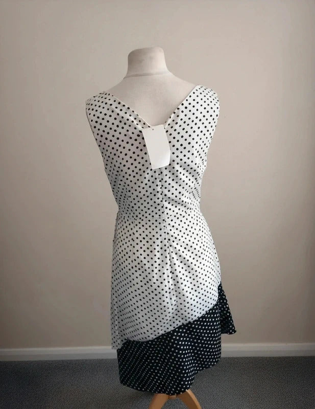 Lavish Alice Black & White Polka Dot Asymmetrical Midi Dress – BNWT Size 12