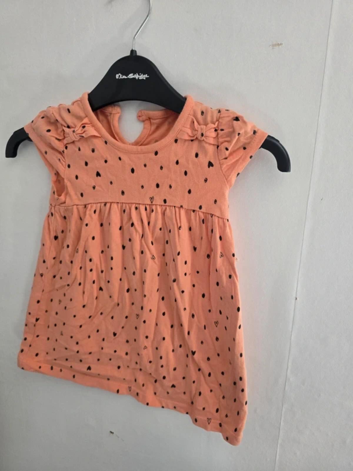 George Baby Girls Orange Heart Print Cotton Dress 9-12 Months
