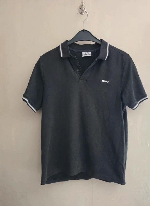 Slazenger Men's Black Short Sleeved Polo Shirt Size L