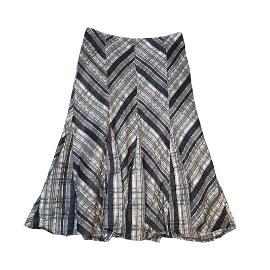 Marks & Spencer Flared Midi Skirt Grey Mix Size 12 Lined Smart Casual