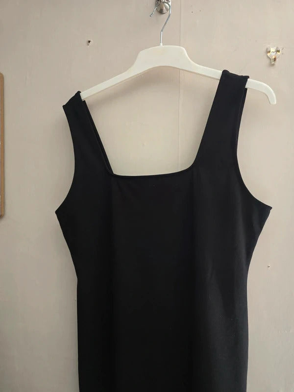 Primark Black Sleeveless Square Neck Bodycon Knee Length Dress Size 18