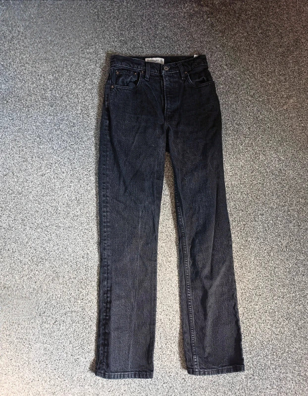 Abercrombie & Fitch The 90s Straight Black High Rise Jeans W23 Short Size 4