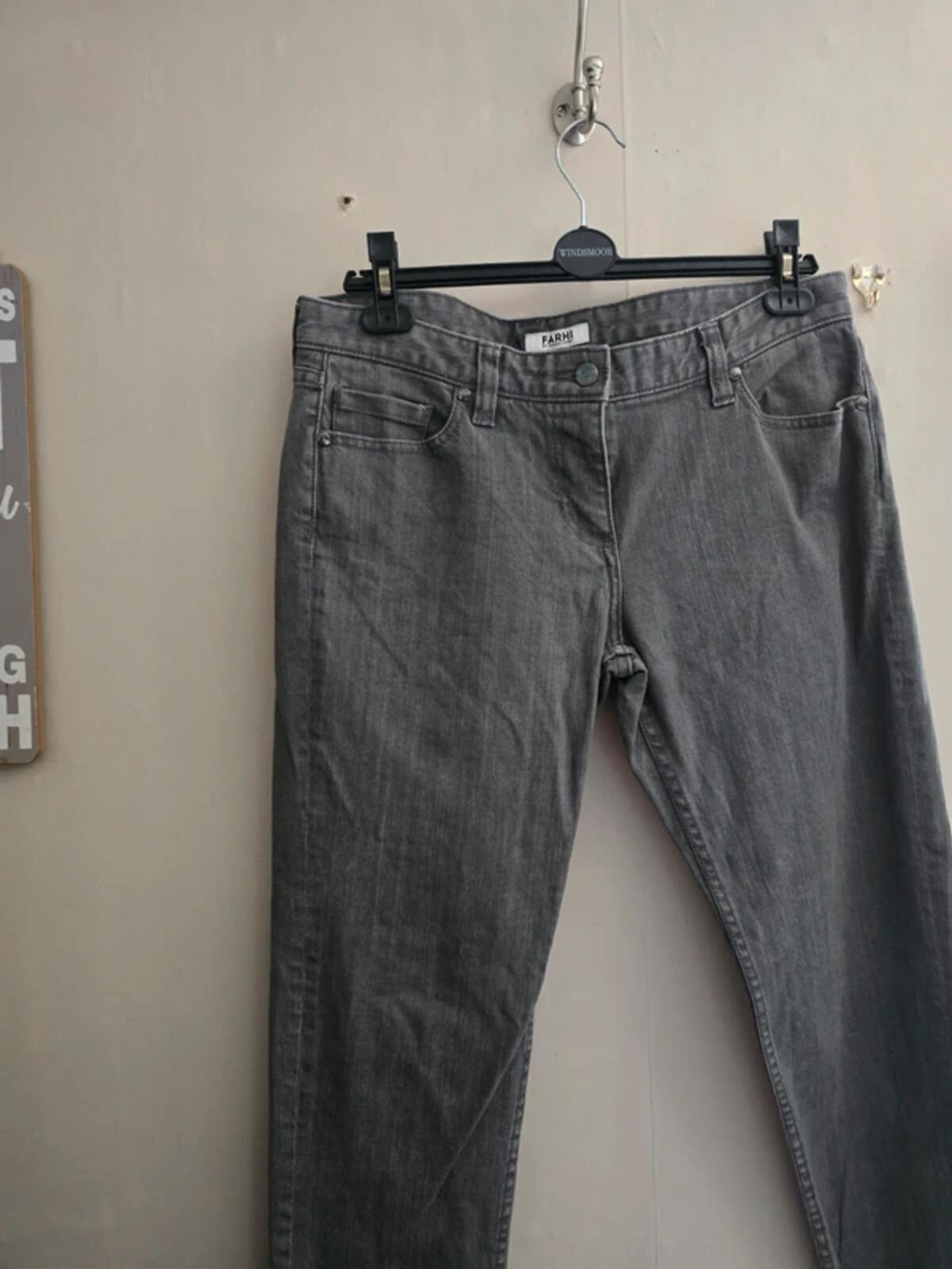 Farhi by Nicole Farhi Grey Slim Leg Jeans – Size 14 – Mid Rise Ankle Zip Detail