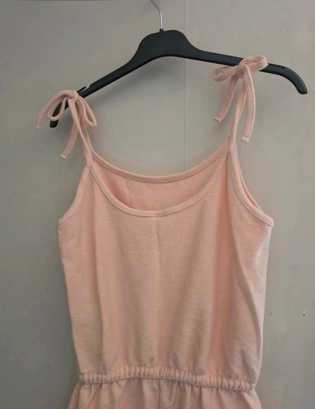 SoulCal & Co Coral Orange Towelling Playsuit Tie Sleeves Size 10