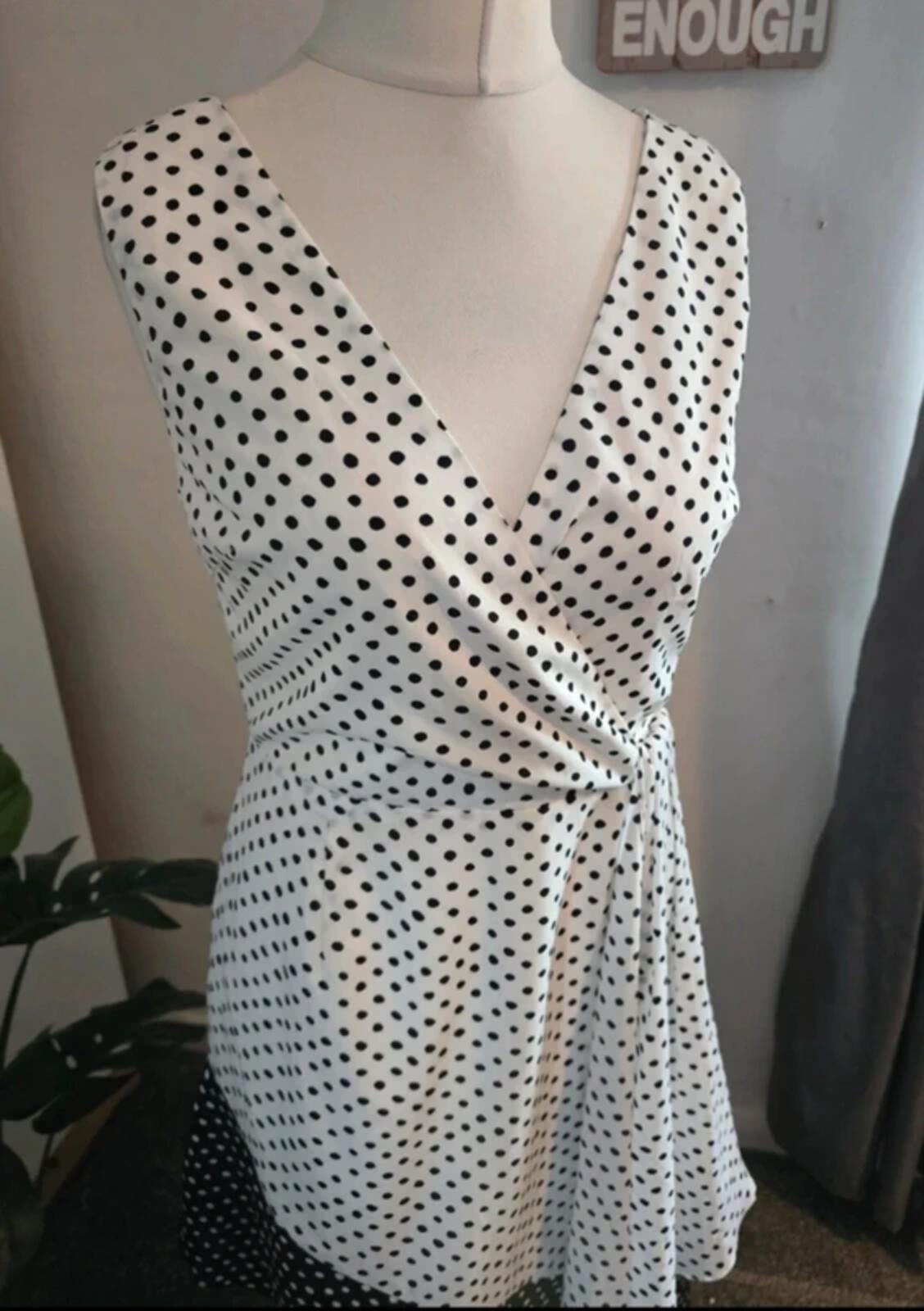 NWT Lavish Alice Asymmetrical Polka Dot Dress  Monochrome Glam size 12