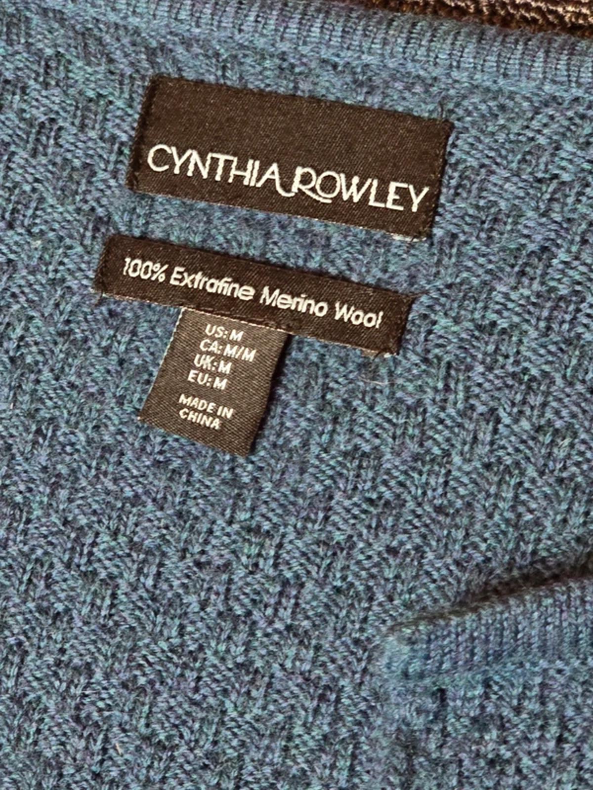 Cynthia Rowley blue midi knitted cardigan 100 merino wool M size 12/14
