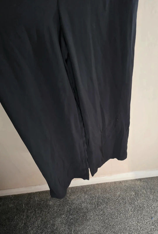 Marks & Spencer Black Silky Short Sleeved Flared Jumpsuit Size 12 Regular