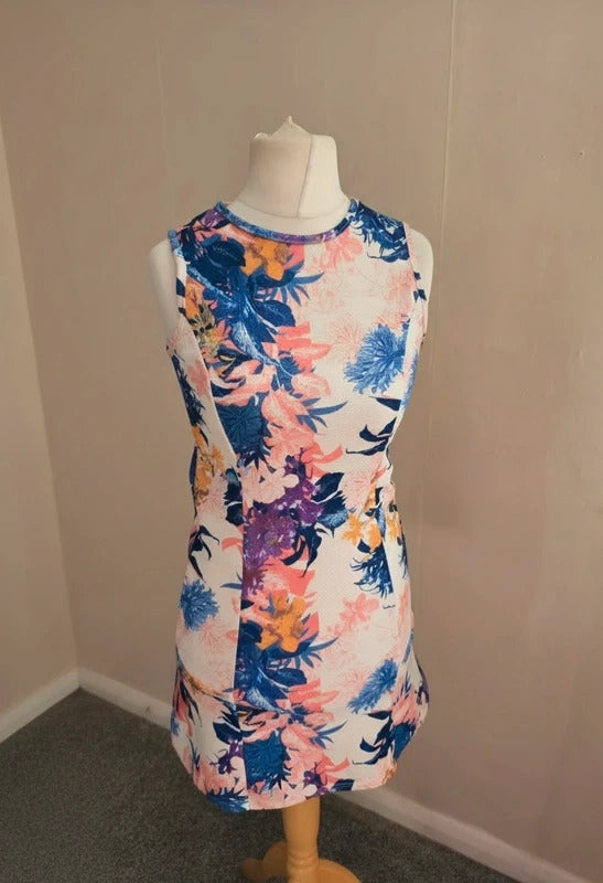 Edge Multicoloured Floral Sleeveless Bodycon Mini Dress Size 12 (Fits Size 10–12)