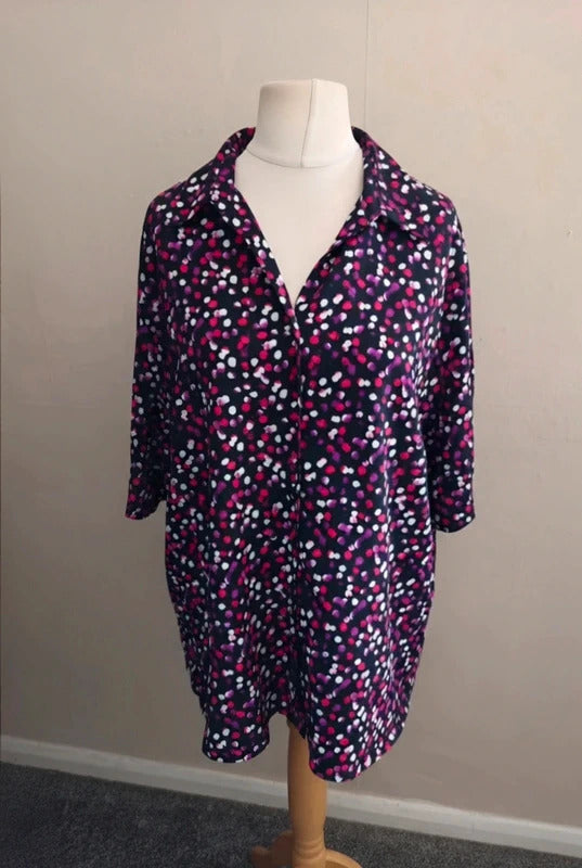 Simon Jersey Black Pink & Purple Polka Dot Short Sleeve Shirt Size 26