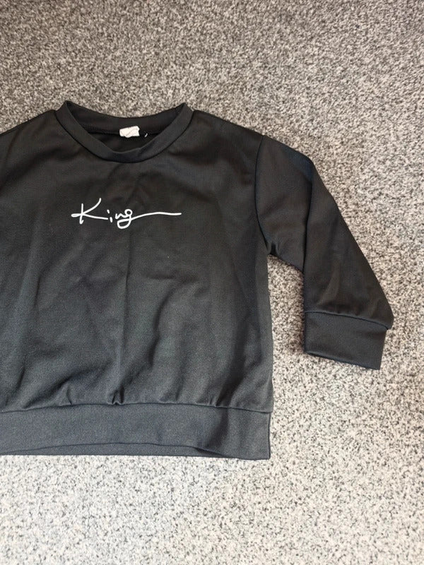 Shein Toddler Boys Black "King" Script Sweatshirt Jumper Age 3 Years
