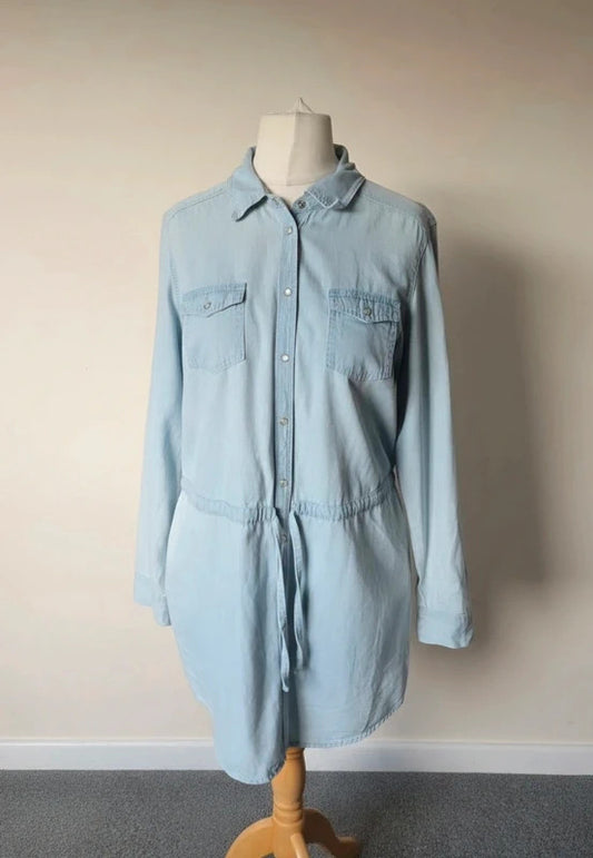 Indigo Marks & Spencer Light Blue Denim Shirt Dress – Size 12