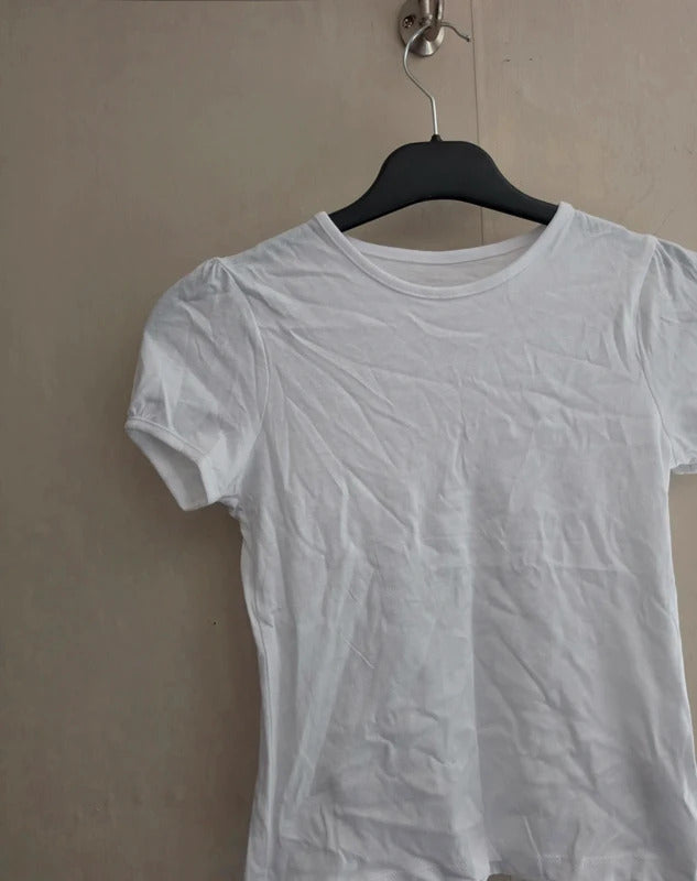 F&F Girls White Puff Sleeve T-Shirt – 6–7 Years