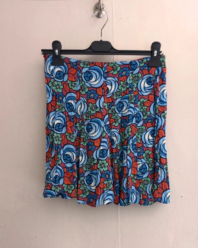 Zara Bold Multicoloured Floral Flared Mini Skirt Small (Size 8)
