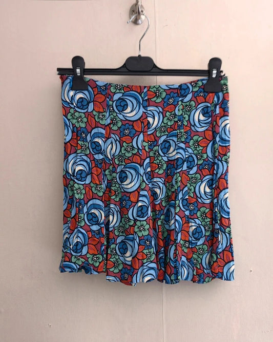 Zara Bold Multicoloured Floral Flared Mini Skirt Small (Size 8)