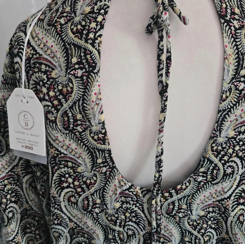 FatFace "Copper & Black" Green Multi Patterned Midi Dress Size 24