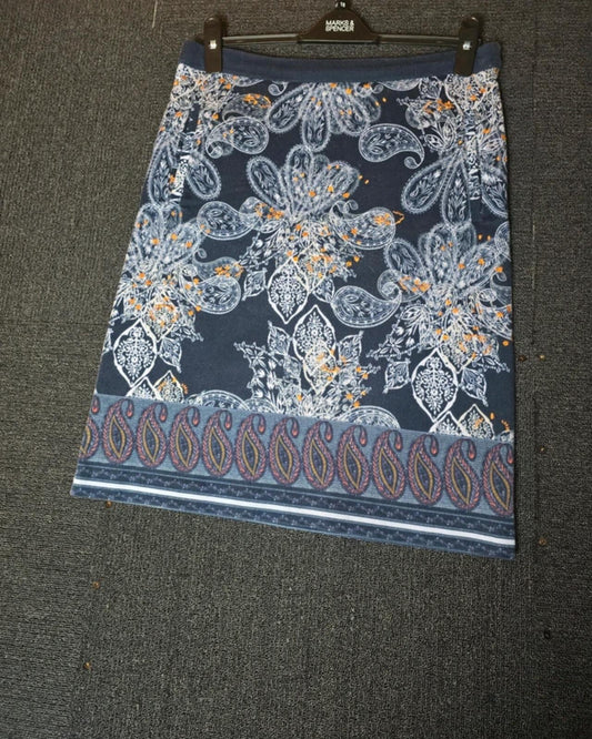 White Stuff navy floral skirt A-line size 10