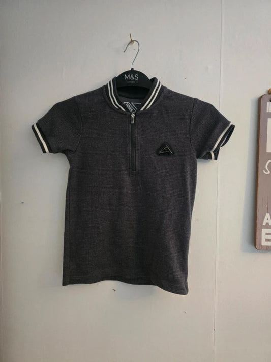 Matalan Boys Grey Short-Sleeve School Zip-Front Polo Shirt Age 7 Years