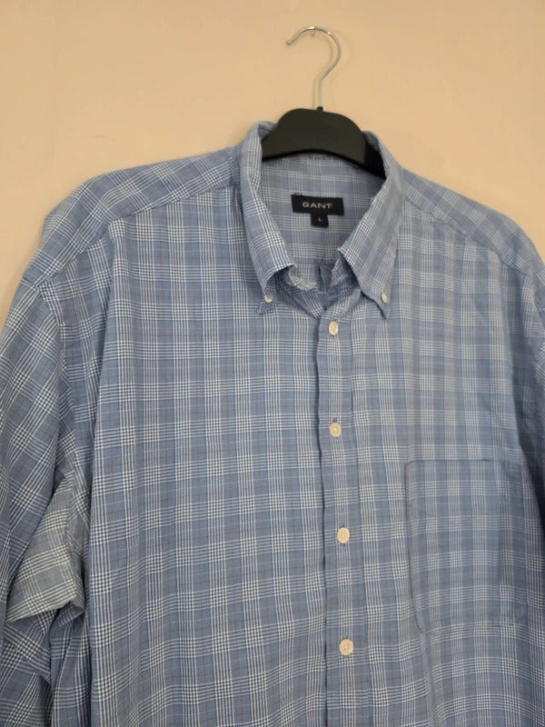 GANT Elliot Gant Tribute Blue White Checked Long Sleeve Shirt Men's L