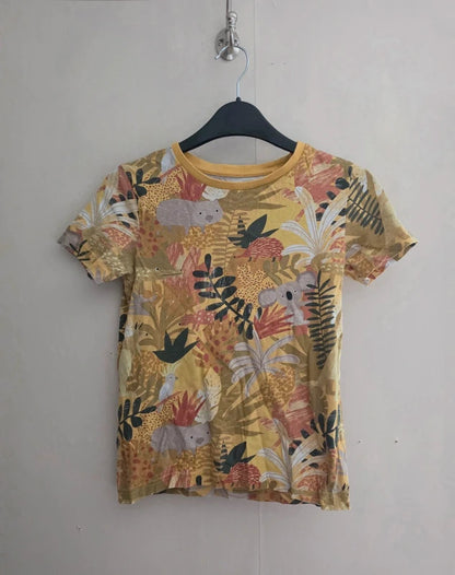 Tu Boys Mustard Yellow Australian Animal Jungle Print Short Sleeve T-Shirt Age 6-7 Years