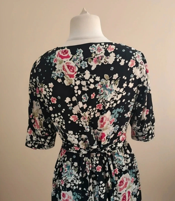 Monsoon Fusion Y2K Black Floral Cut Out Dress Size 12