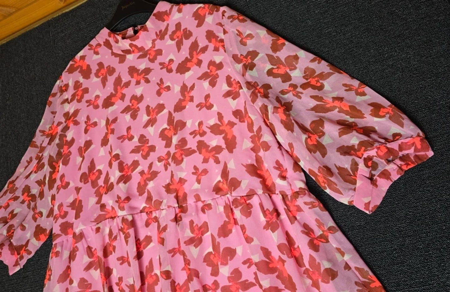 Vero Moda Midi Dress Pink Red Floral Size 20/22 Occasion Wear