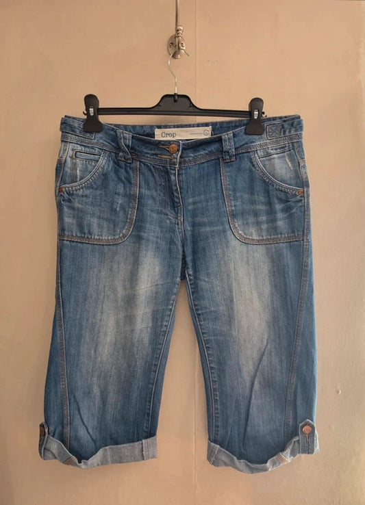 Next Blue Denim Cropped Capri Jeans Size UK 12 Reg
