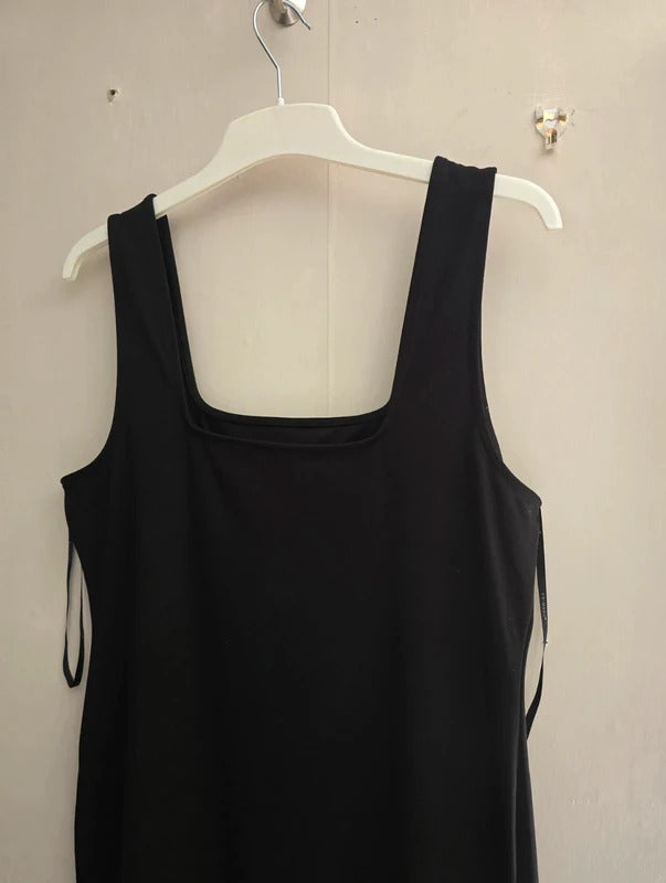 Primark Black Sleeveless Square Neck Bodycon Knee Length Dress Size 18