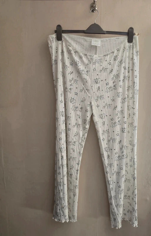 Primark Disney White Patterned Lightweight Pyjama Bottoms Size 14-16