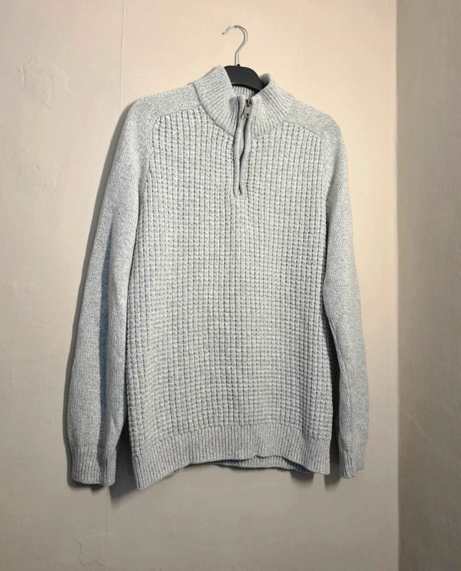 Tu Light Grey Quarter Zip Knitted Jumper Size M