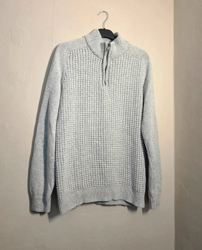 Tu Light Grey Quarter Zip Knitted Jumper Size M