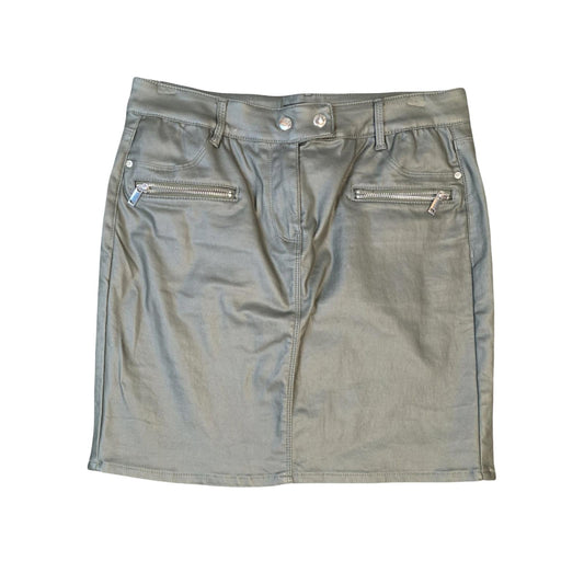 Khaki Green Coated Skirt Size 14 Casual Next