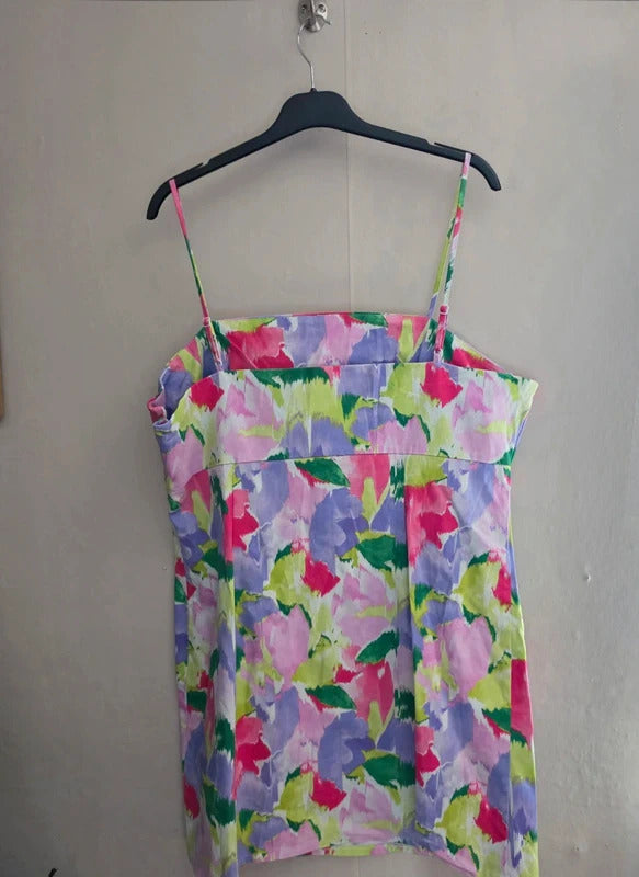Primark Patterned Sleeveless A-Line Adjustable Strap Mini Sun Dress Size 20