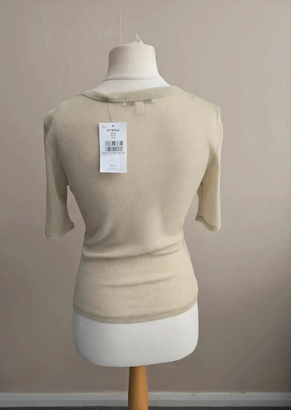 Next Gold Glitter Metallic Short Sleeved Knit Top NWT Size 12