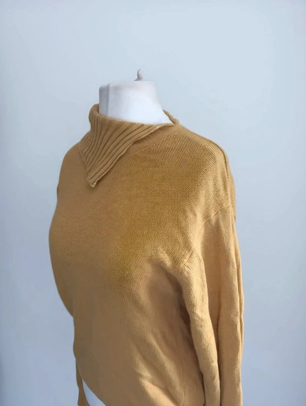 Vintage Armani Jeans Mustard Yellow Angora Wool Knit Jumper Made in Italy