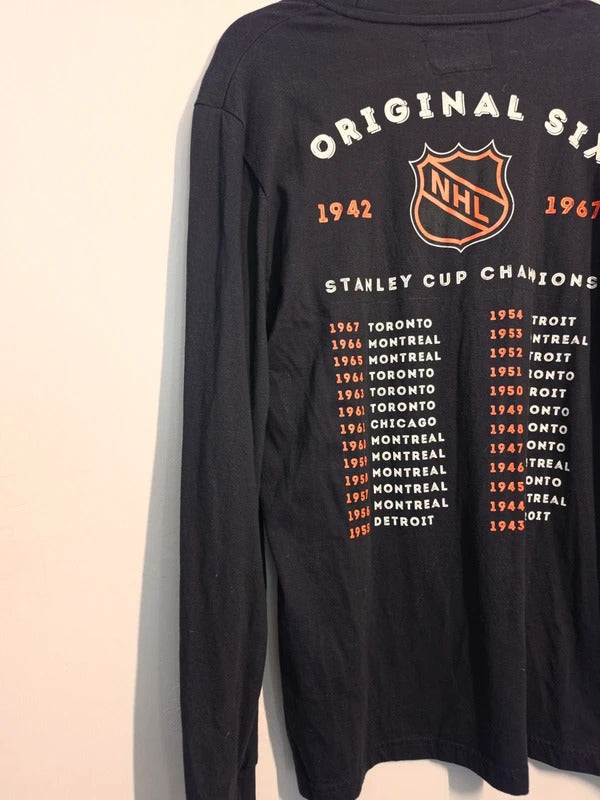 Red Jacket Men's Black NHL Original Six Hockey Long Sleeve T-Shirt Size L