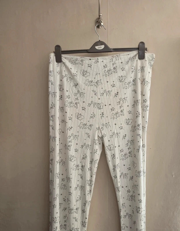 Primark Disney White Patterned Lightweight Pyjama Bottoms Size 14-16