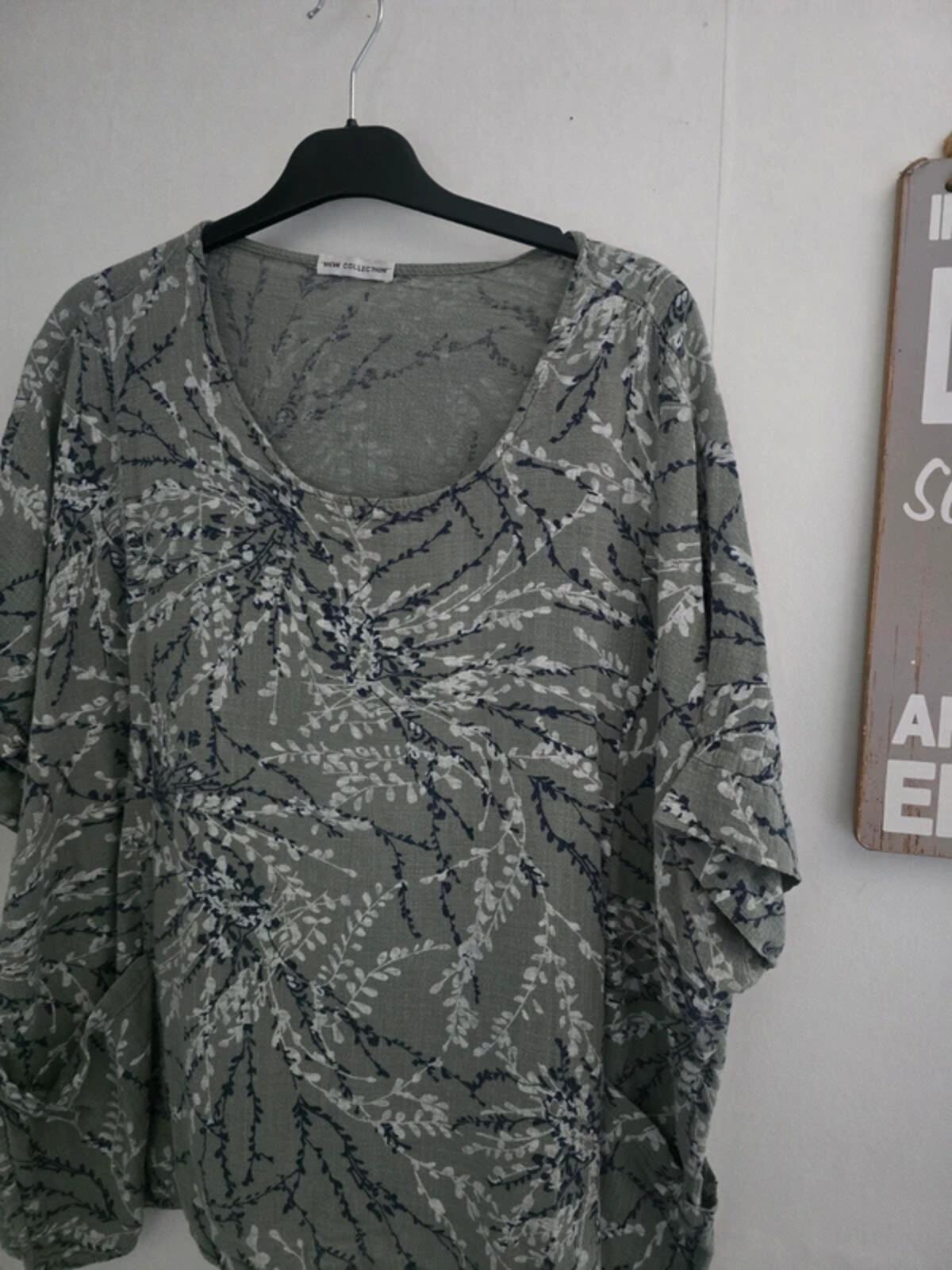 New Collection Grey Navy & White Oversized Relaxed Cotton Top One Size